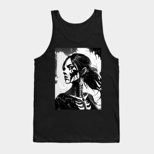 Shadows Unleashed: Expressive Black and White Dark Art Tank Top